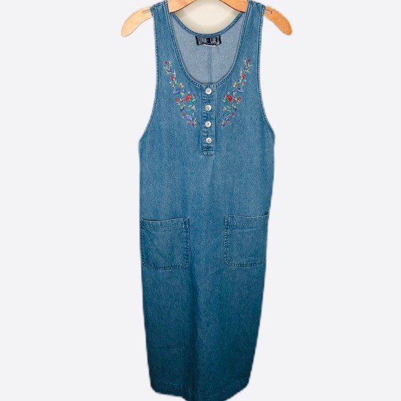 True Blue Dresses & Skirts - Vintage True Blue Denim Dress Bojo Maxi Jumper SM